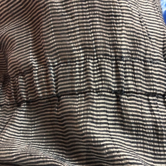 Chico’s Women’s Navy Silver Button Up Jacket Linen Blend Sheer Mini Stripe - Picture 8 of 8